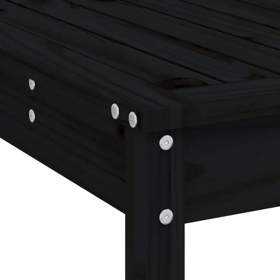 Ensemble de bar de jardin 3 pcs noir bois de pin massif - 7