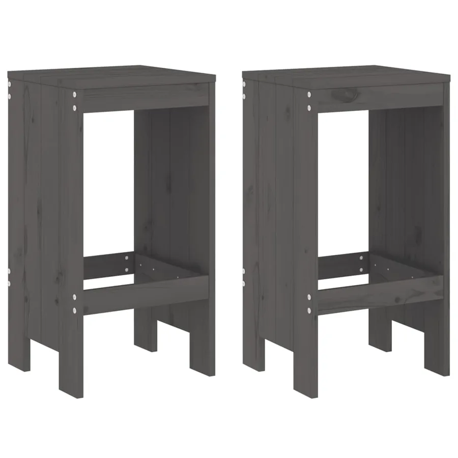 Ensemble de bar de jardin 3 pcs gris bois de pin massif - 3