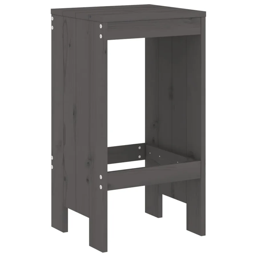 Ensemble de bar de jardin 3 pcs gris bois de pin massif - 4