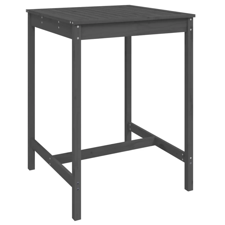 Ensemble de bar de jardin 3 pcs gris bois de pin massif - 6