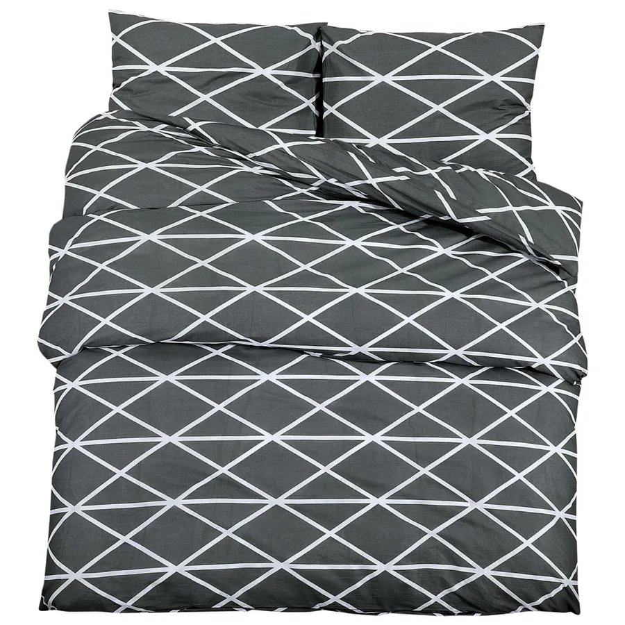 Ensemble de housse de couette Gris 200x200 cm Coton - 2