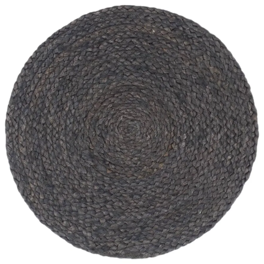 Napperons 4 pcs Gris foncé Plain 38 cm Rond Jute - 2