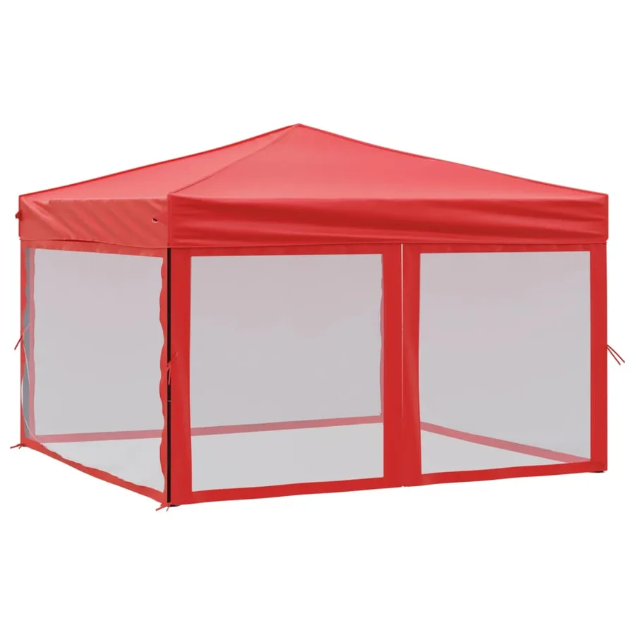 Tente de réception pliable avec parois Rouge 3x3 m - 2