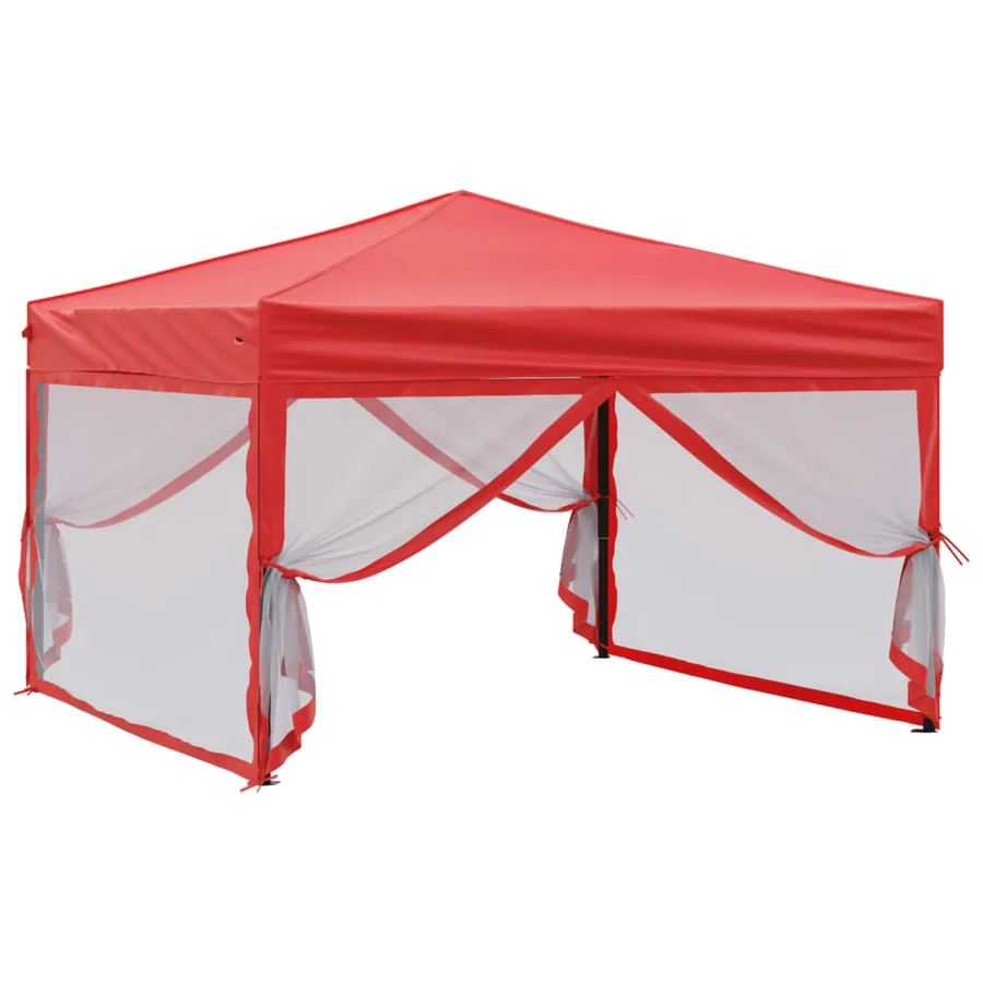 Tente de réception pliable avec parois Rouge 3x3 m - 3