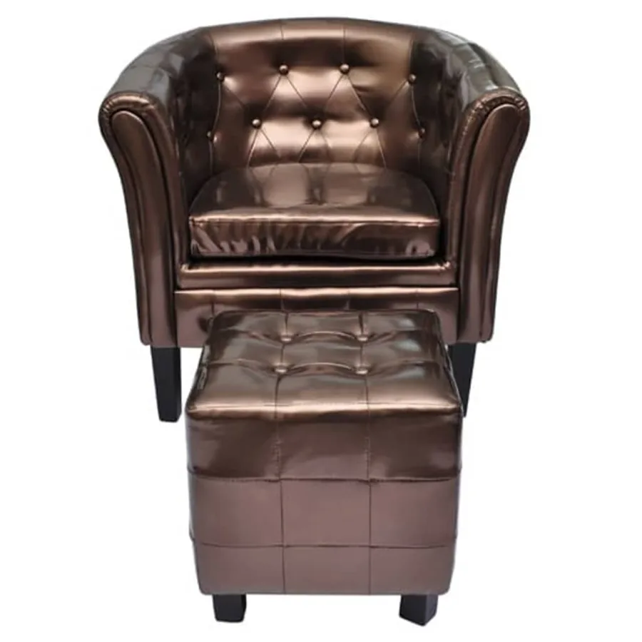 Fauteuil avec repose-pied Marron Similicuir
