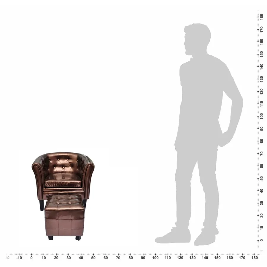 Fauteuil avec repose-pied Marron Similicuir - 5