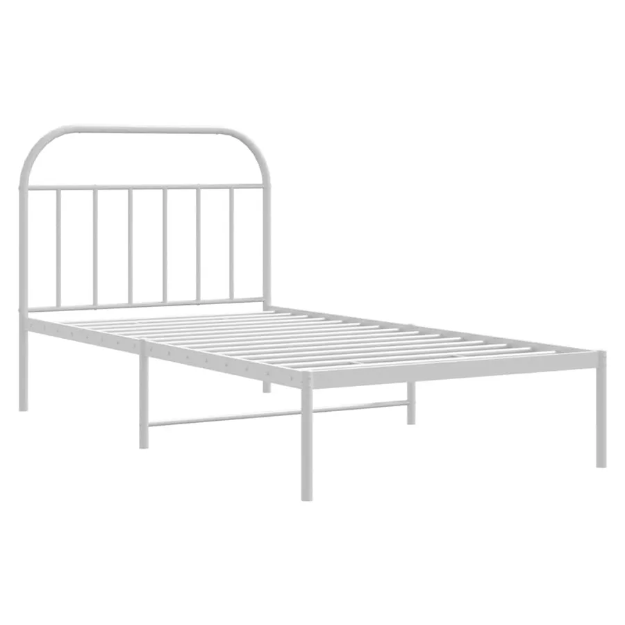 Cadre de lit métal sans matelas et tête de lit blanc 100x200 cm - 3