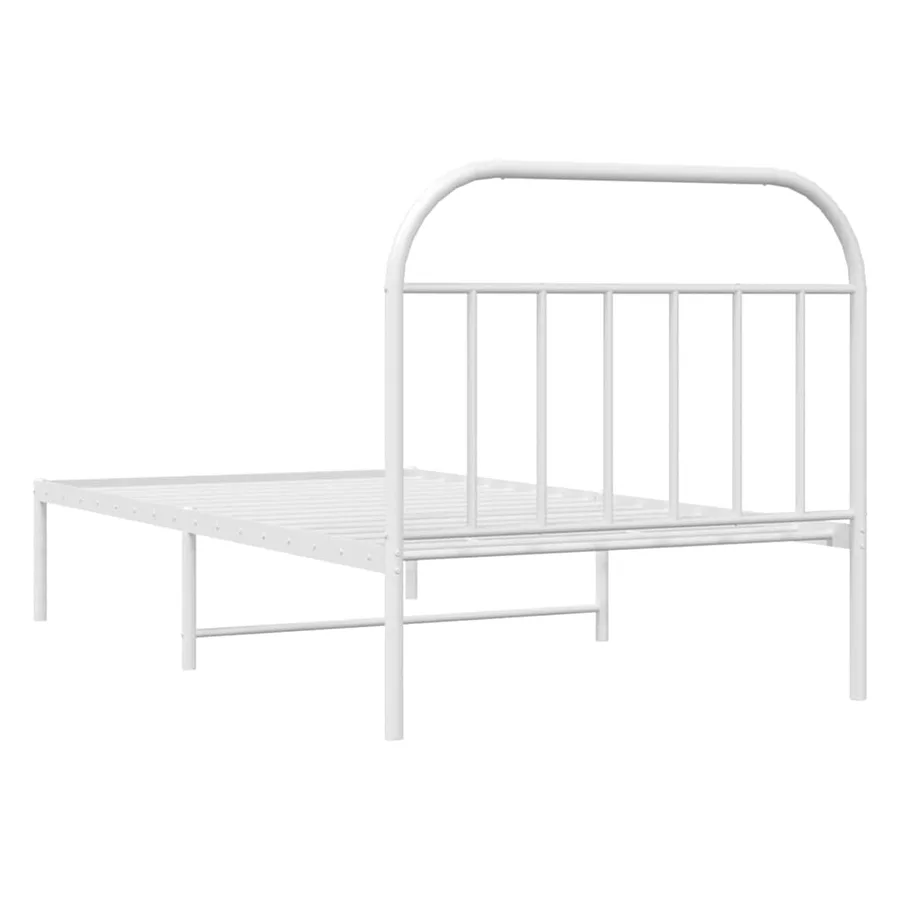 Cadre de lit métal sans matelas et tête de lit blanc 100x200 cm - 8