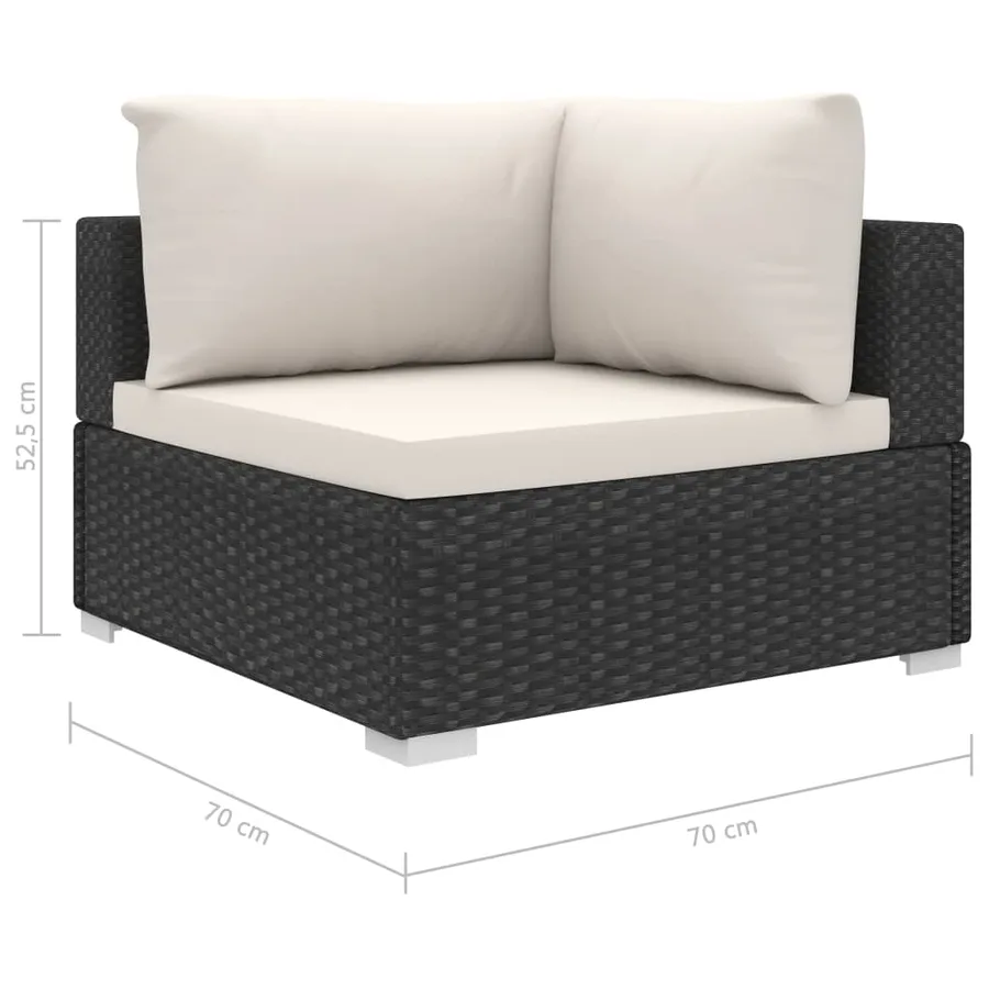 Salon de jardin 10 pcs avec coussins Résine tressée Noir - 10