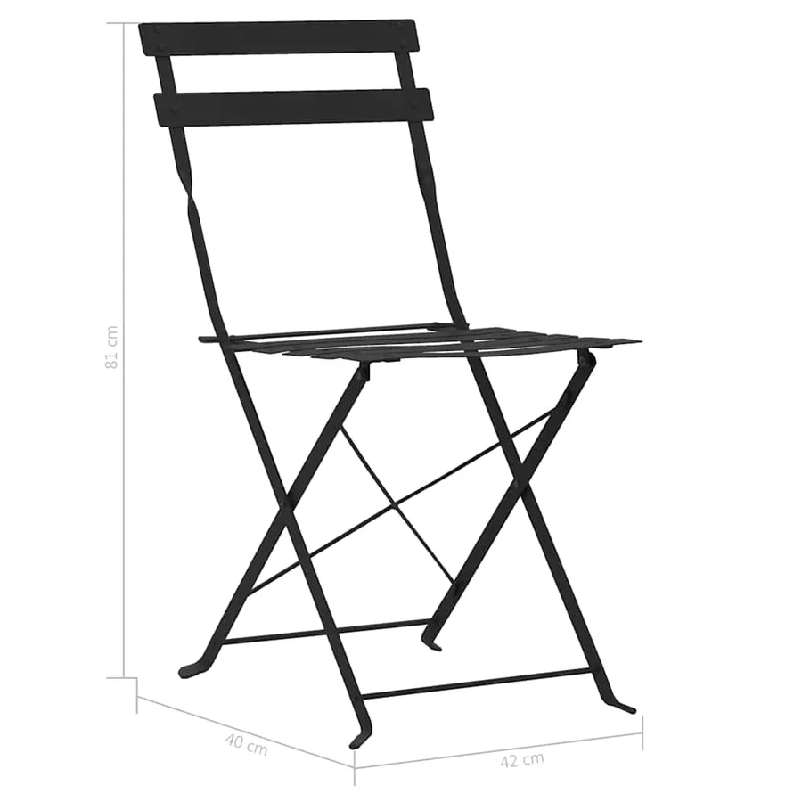 Ensemble de bistro 3 pcs Acier Noir - 10
