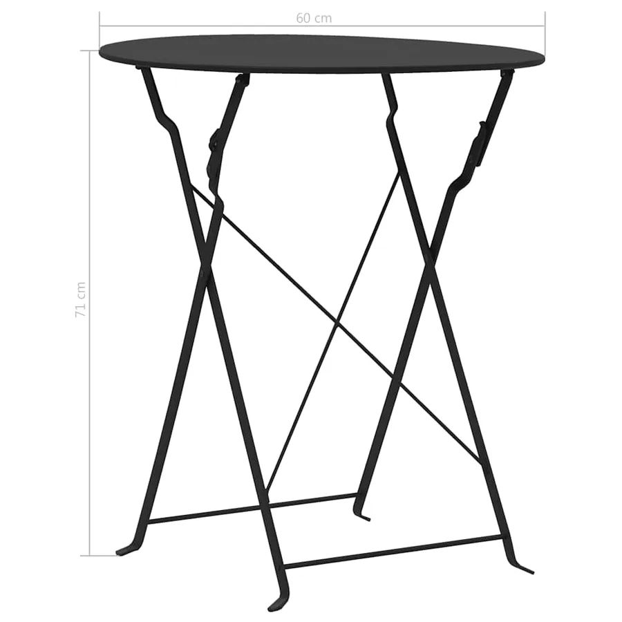 Ensemble de bistro 3 pcs Acier Noir - 9