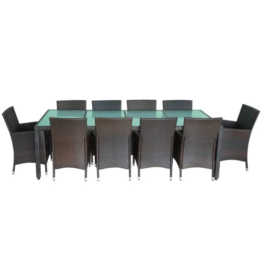 Ensemble à manger d'extérieur et coussins 11 pcs résine tressée - 4