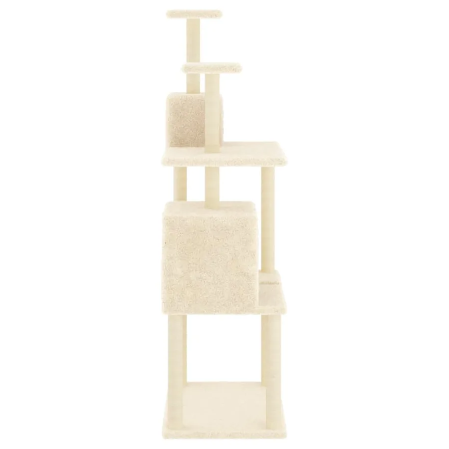 Arbre à chat avec griffoirs en sisal Crème 167 cm - 4