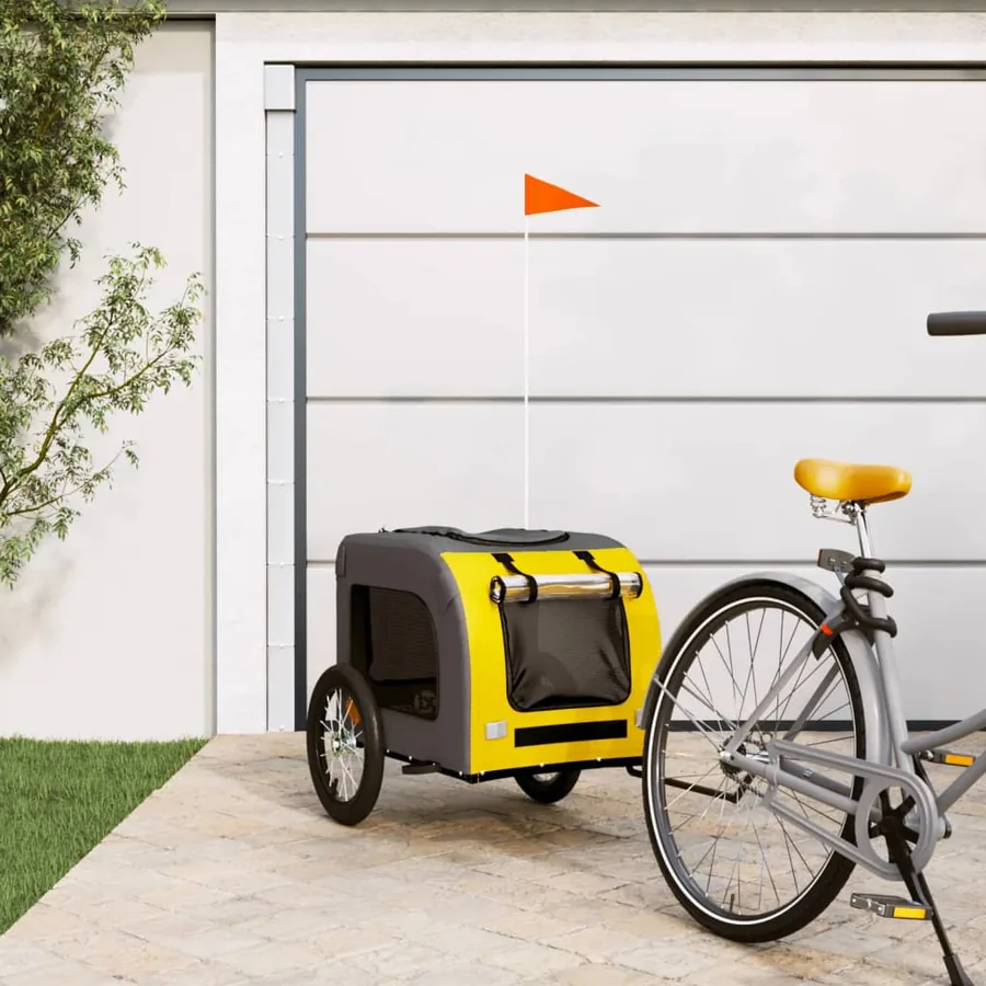 Remorque de vélo pour animaux de compagnie jaune et gris