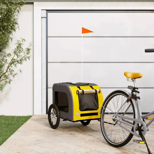 Remorque de vélo pour animaux de compagnie jaune et gris