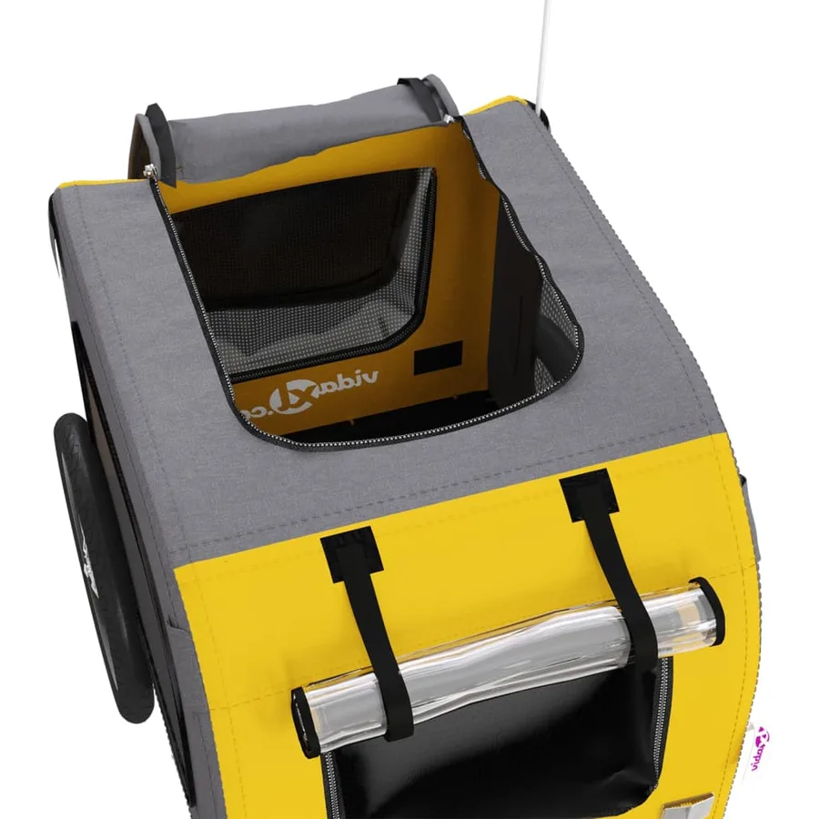 Remorque de vélo pour animaux de compagnie jaune et gris - 11