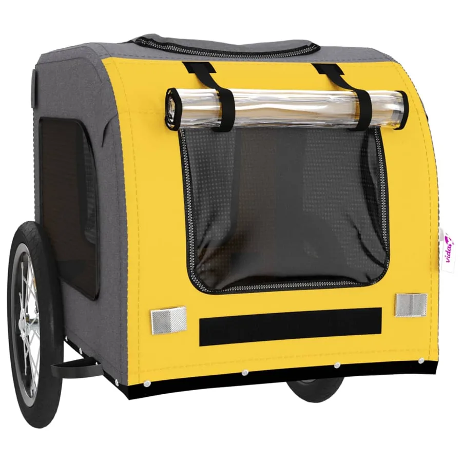 Remorque de vélo pour animaux de compagnie jaune et gris - 5