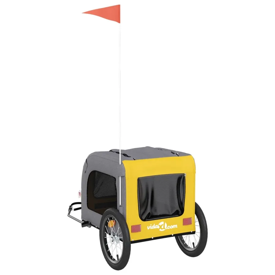 Remorque de vélo pour animaux de compagnie jaune et gris - 8