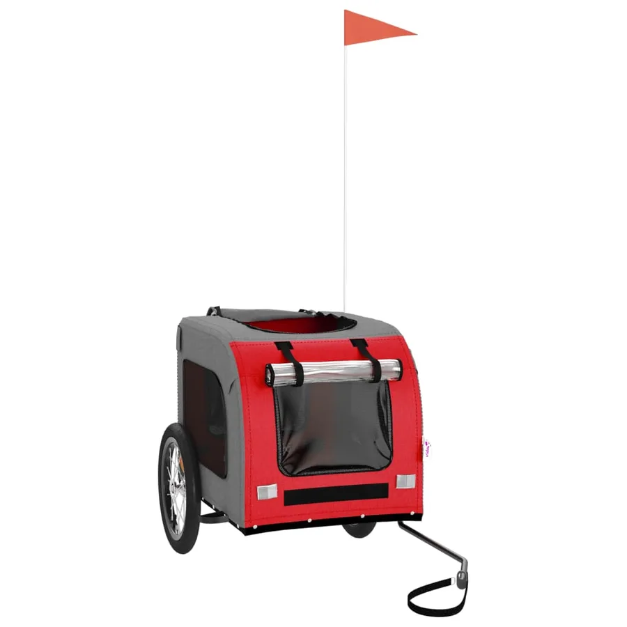 Remorque de vélo pour animaux de compagnie rouge et gris - 3