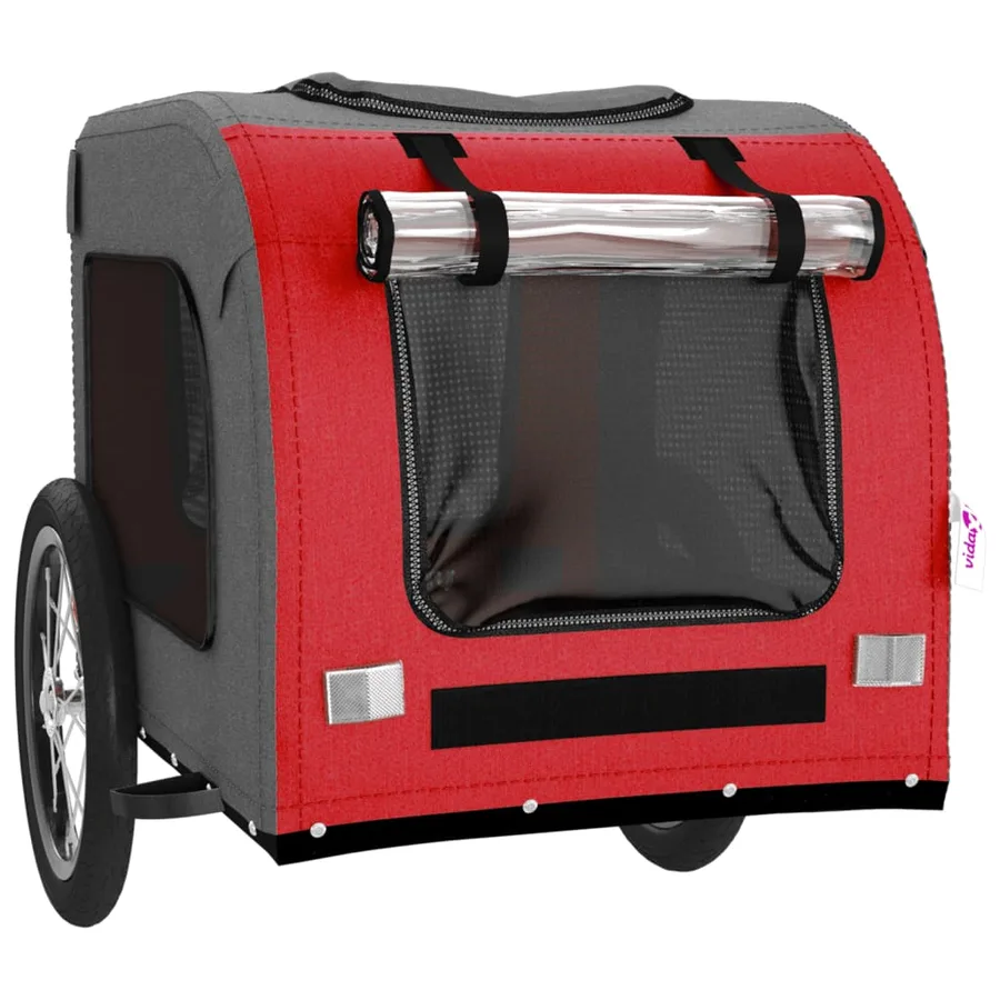 Remorque de vélo pour animaux de compagnie rouge et gris - 5
