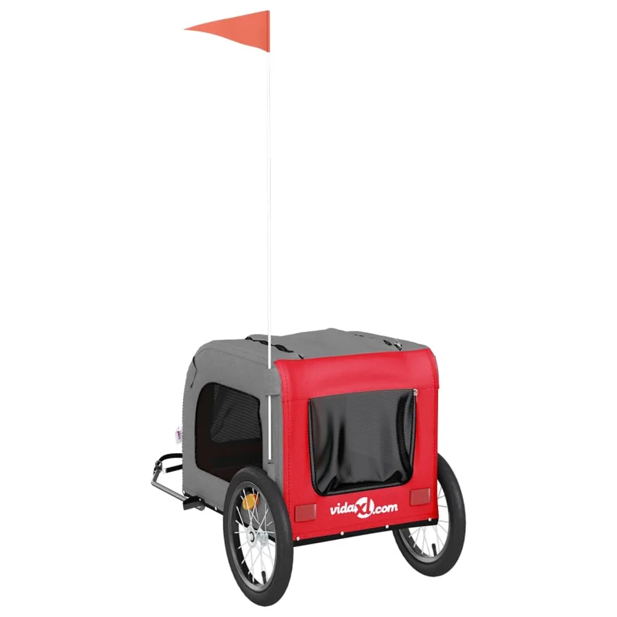 Remorque de vélo pour animaux de compagnie rouge et gris - 8
