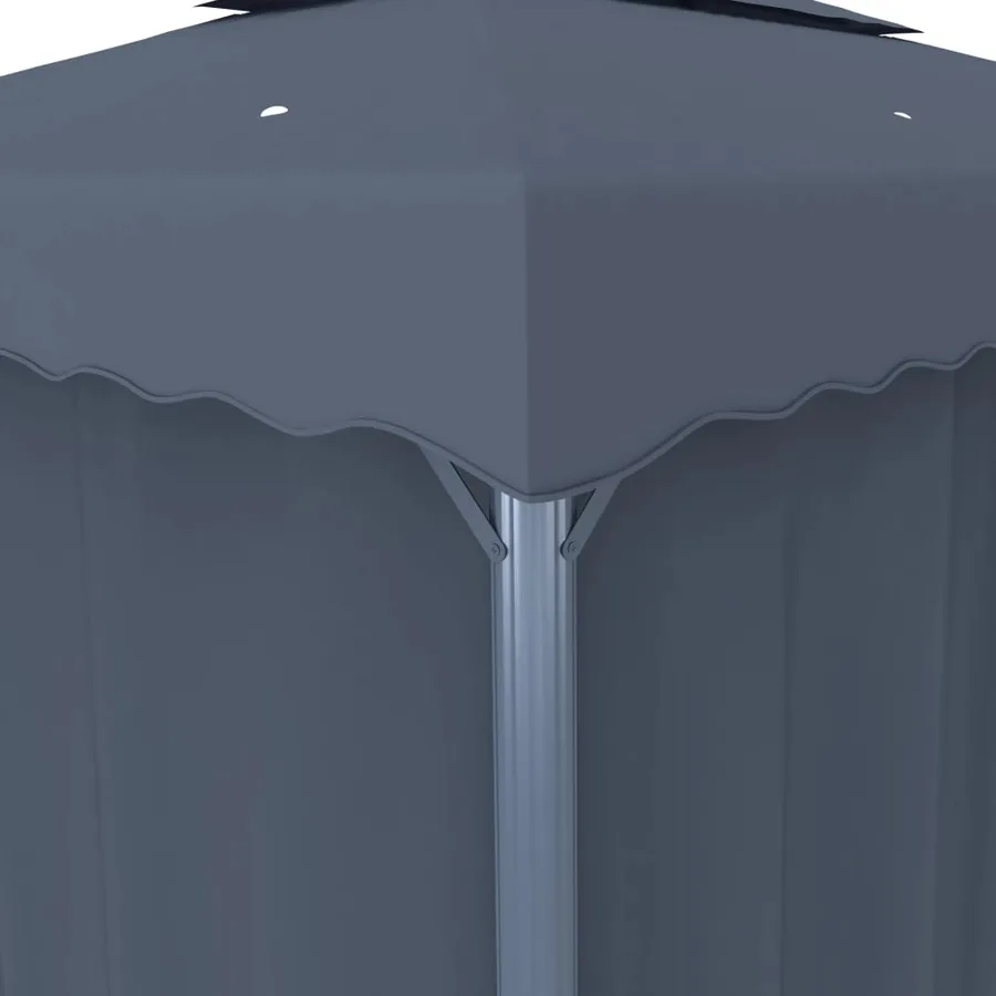 Tonnelle avec rideau et guirlande lumineuse LED 4x3m Anthracite - 8