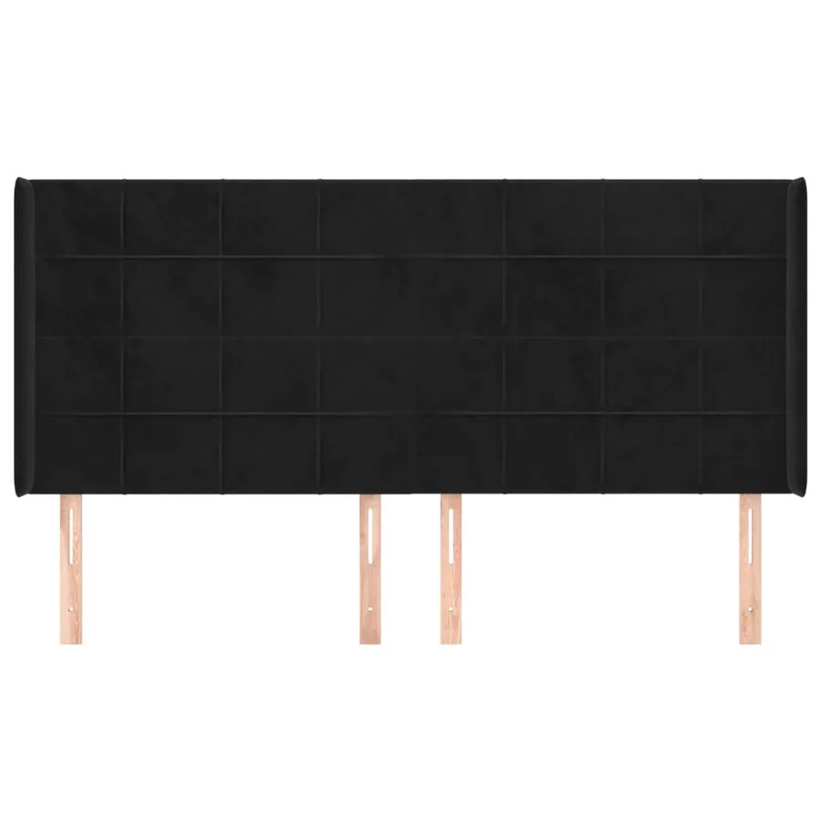 Tête de lit avec oreilles Noir 203x16x118/128 cm Velours - 3