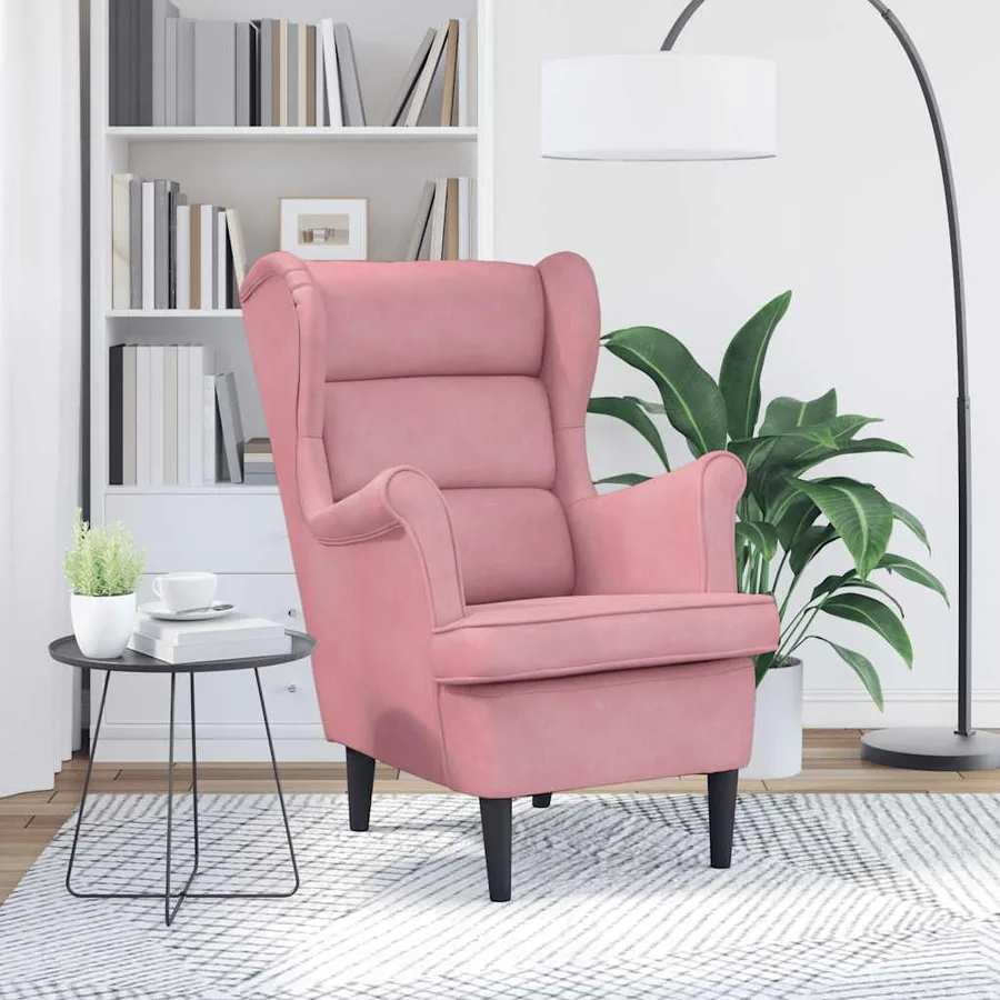 Fauteuil rose velours - 3