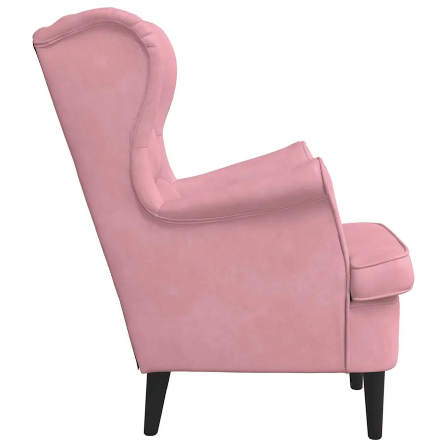 Fauteuil rose velours - 5