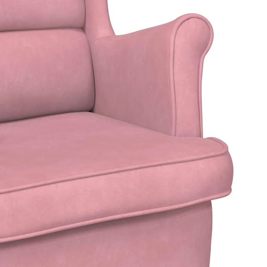 Fauteuil rose velours - 7