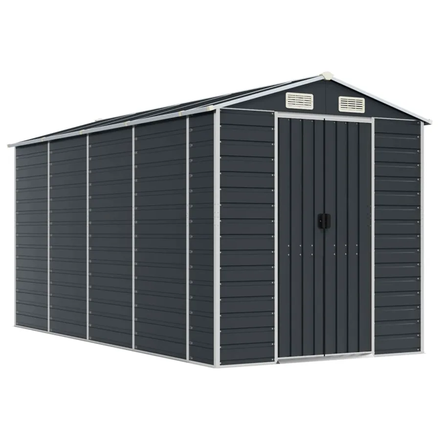Abri de jardin anthracite 191x385x198 cm acier galvanisé - 2