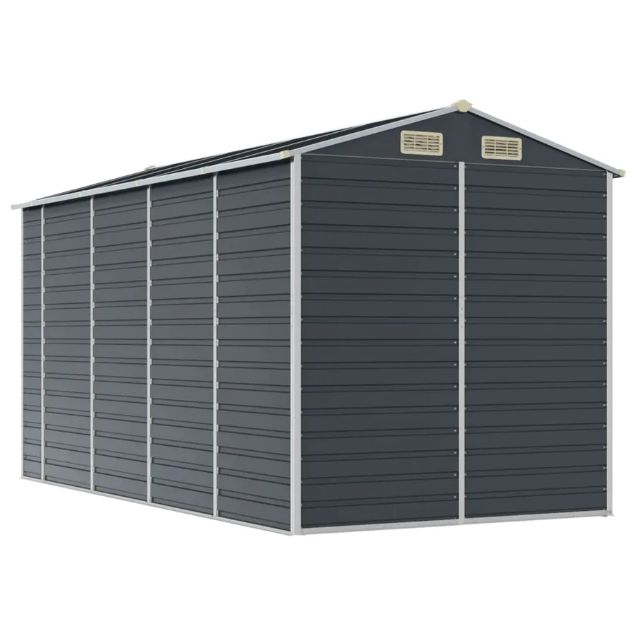 Abri de jardin anthracite 191x385x198 cm acier galvanisé - 7