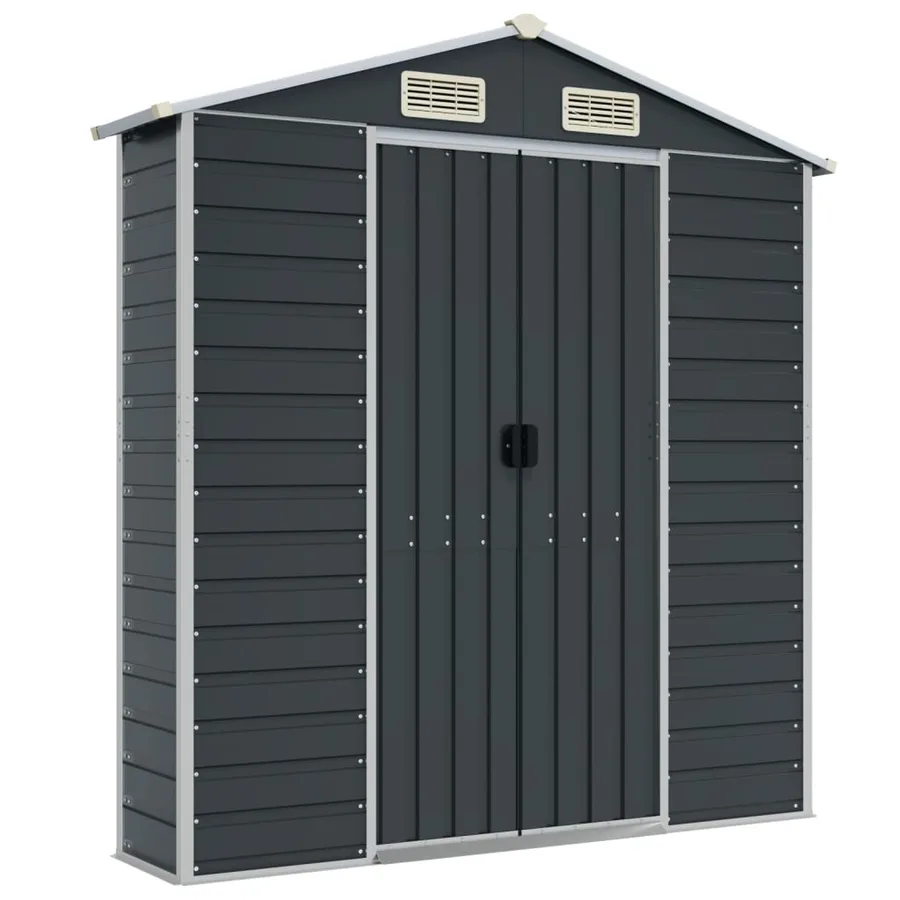 Abri de jardin anthracite 191x385x198 cm acier galvanisé - 8