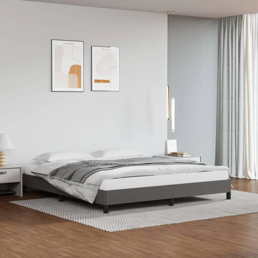 Cadre de lit sans matelas gris 160x200 cm similicuir