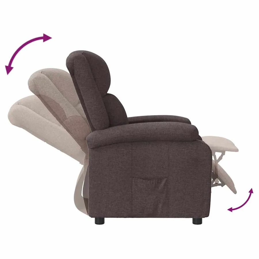 Fauteuil inclinable Marron foncé Tissu - 6