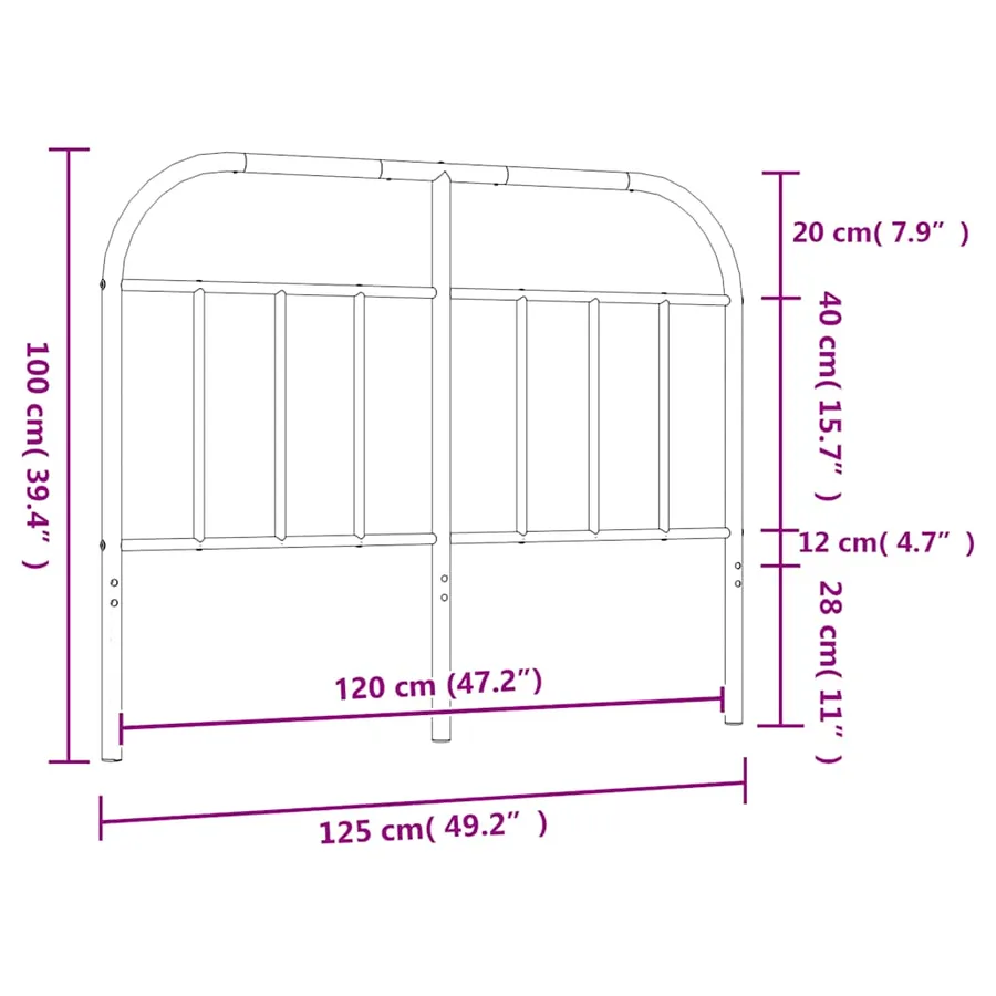 Tête de lit de remplacement métal noir 120 cm - 7