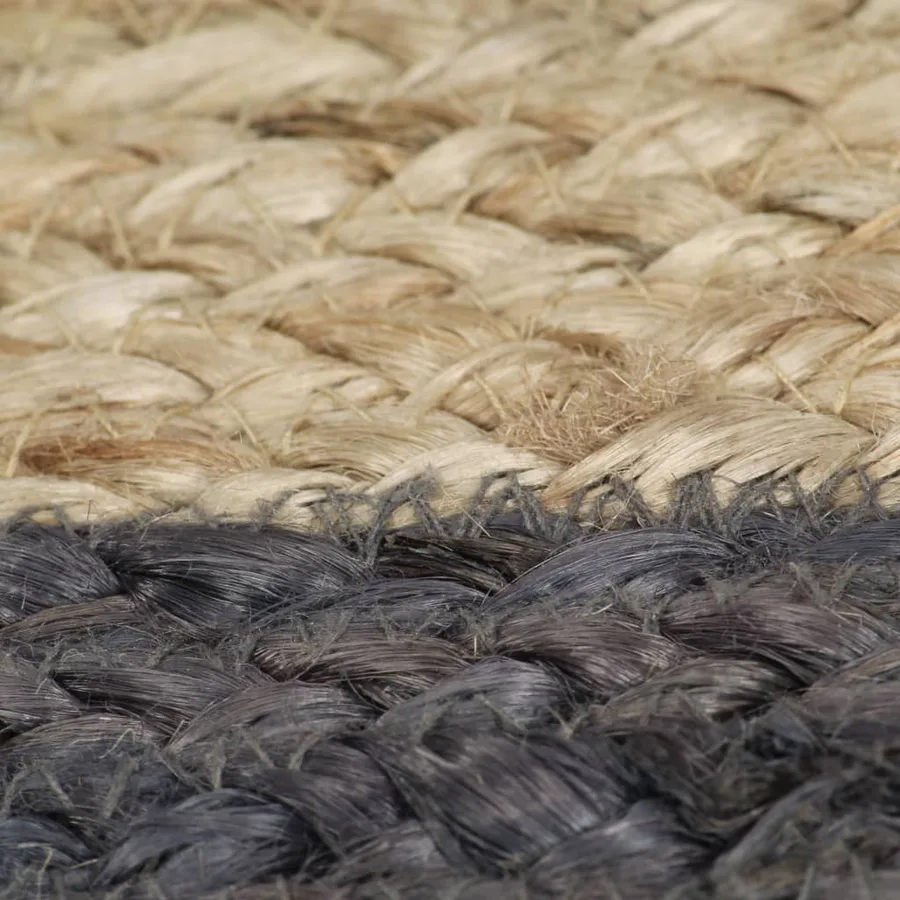 Tapis fait à la main Jute avec bord gris foncé 90 cm - 5