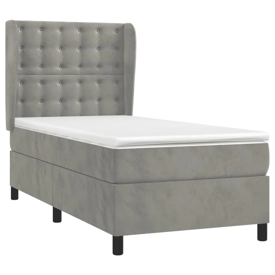 Sommier à lattes de lit et matelas Gris clair 100x200cm Velours - 3