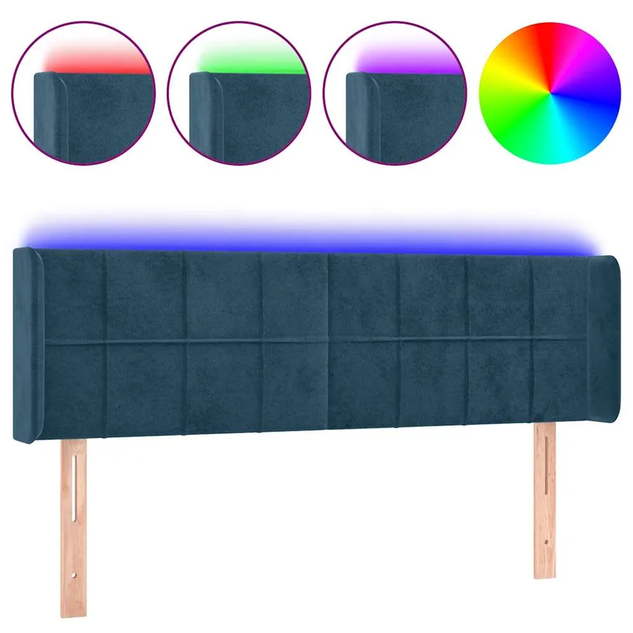 Tête de lit à LED Bleu foncé 147x16x78/88 cm Velours - 2