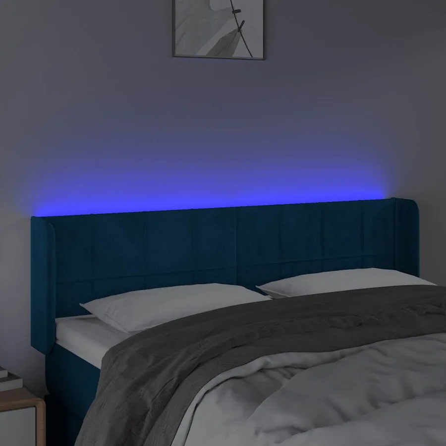 Tête de lit à LED Bleu foncé 147x16x78/88 cm Velours - 4