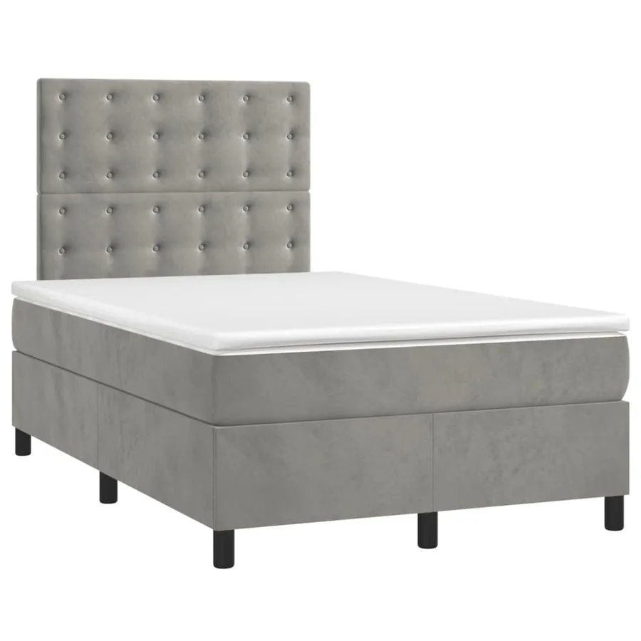 Sommier à lattes de lit matelas et LED Gris clair 120x200 cm - 3