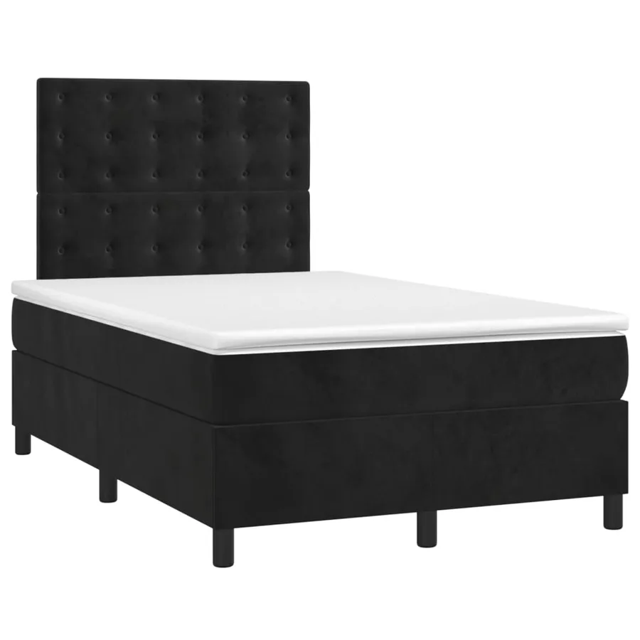 Sommier à lattes de lit avec matelas Noir 120x200 cm Velours - 3