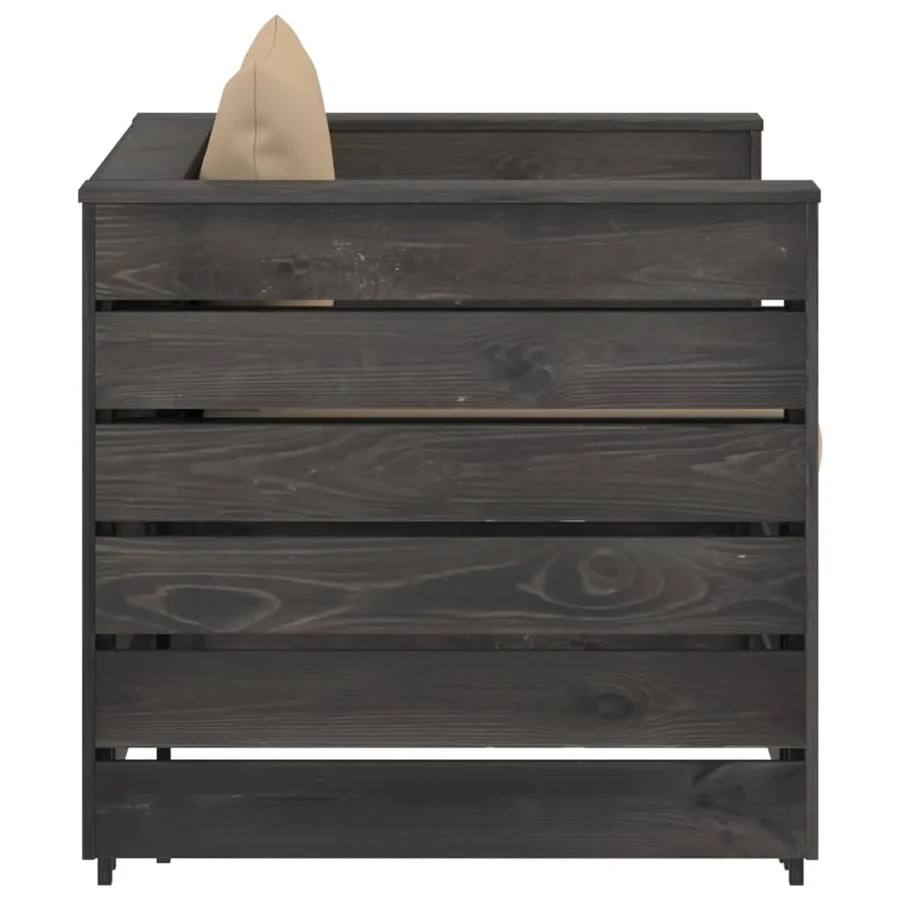 Salon de jardin 2 pcs avec coussins Bois imprégné de gris - 5