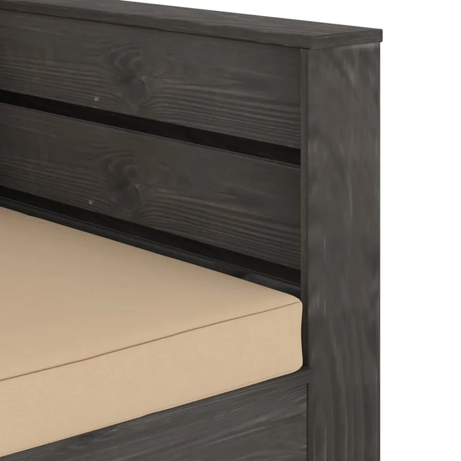 Salon de jardin 2 pcs avec coussins Bois imprégné de gris - 6