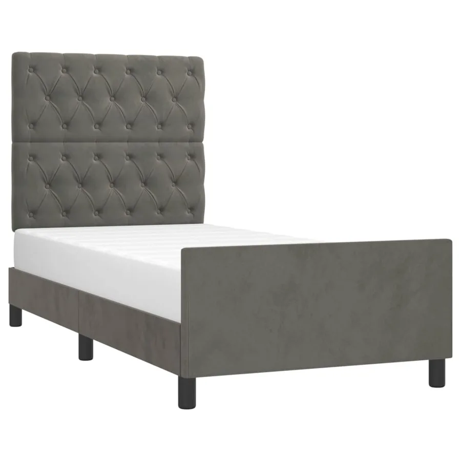 Cadre de lit sans matelas gris foncé 80x200 cm velours - 3