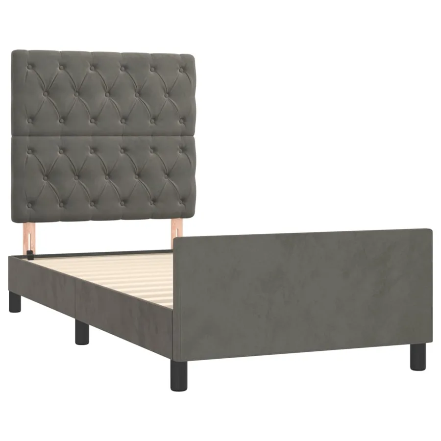 Cadre de lit sans matelas gris foncé 80x200 cm velours - 4