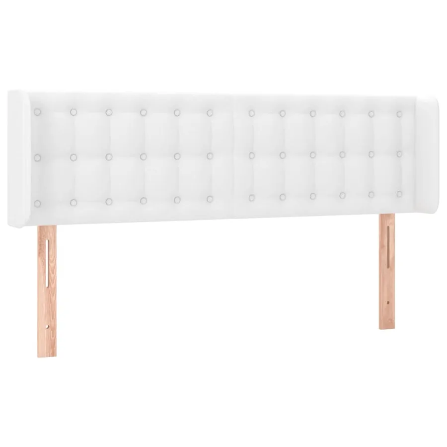 Tête de lit avec oreilles Blanc 147x16x78/88 cm Similicuir - 2