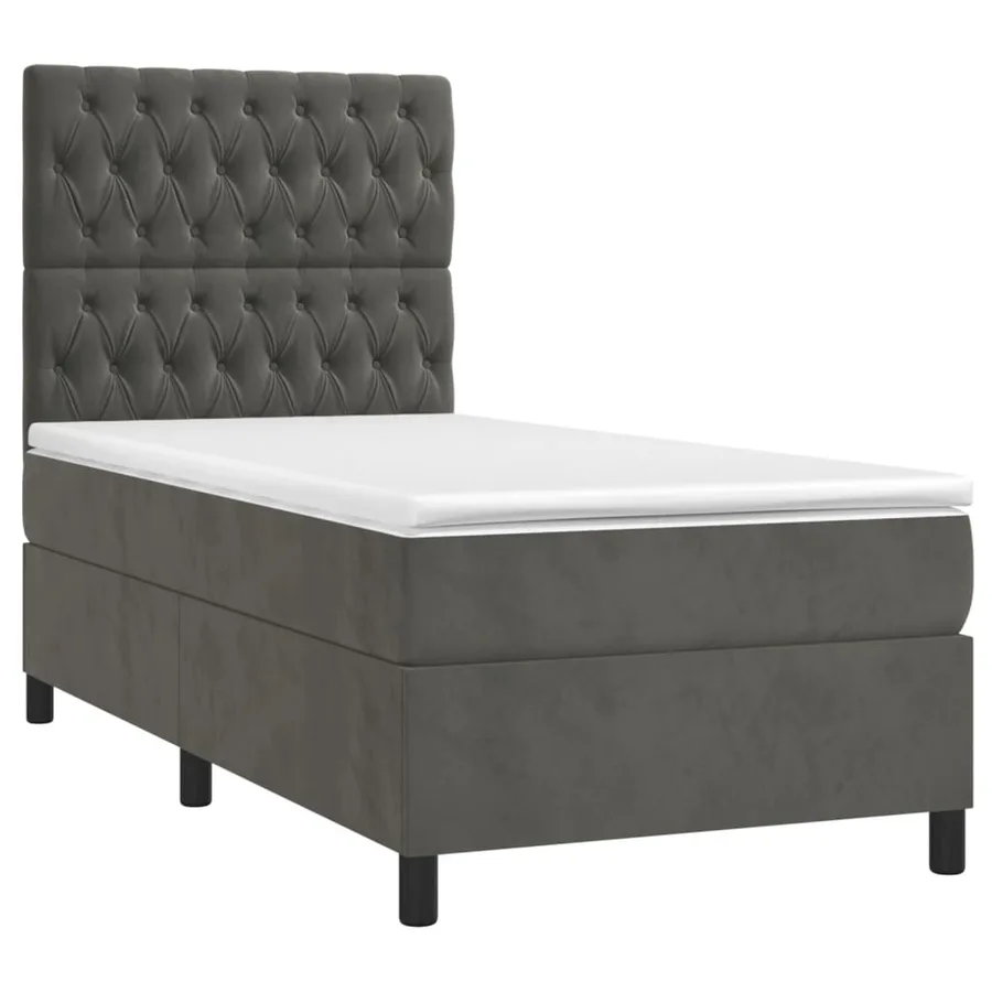 Sommier à lattes de lit et matelas Gris foncé 80x200 cm Velours - 3