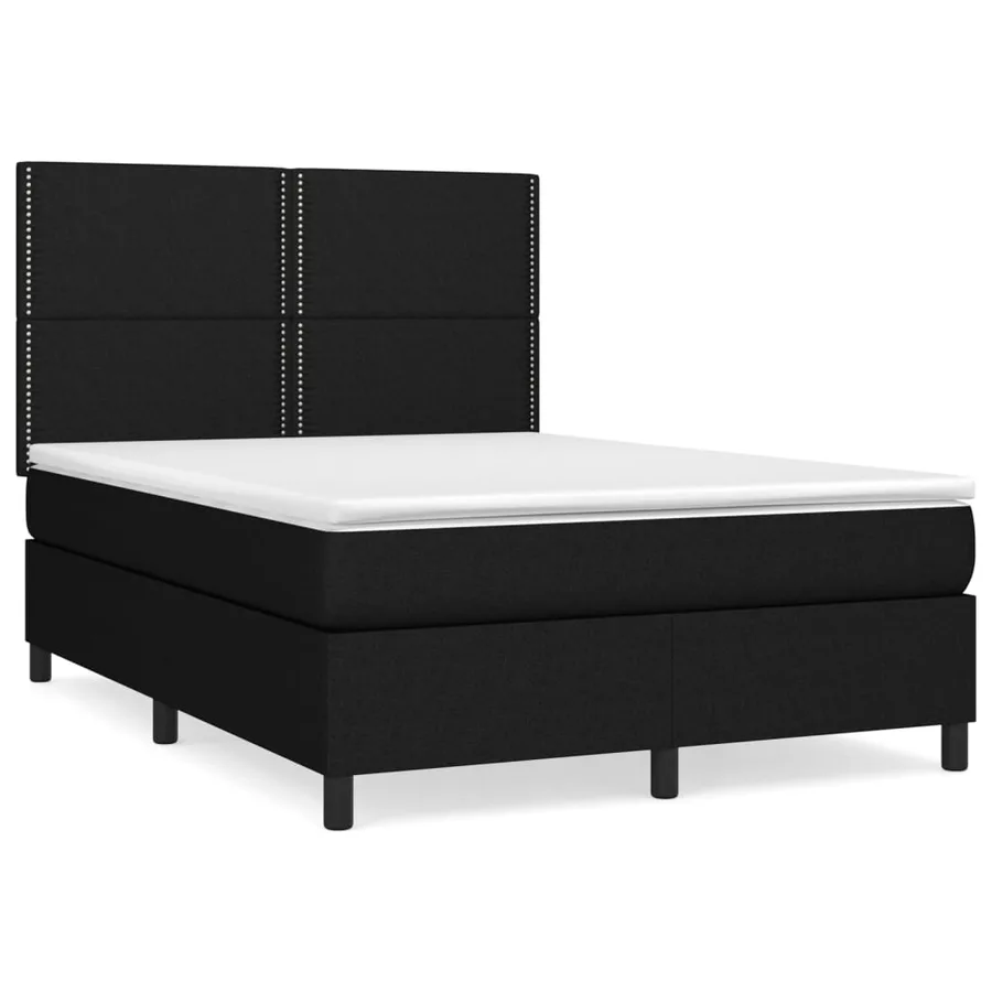 Sommier à lattes de lit avec matelas Noir 140x200 cm Tissu - 2