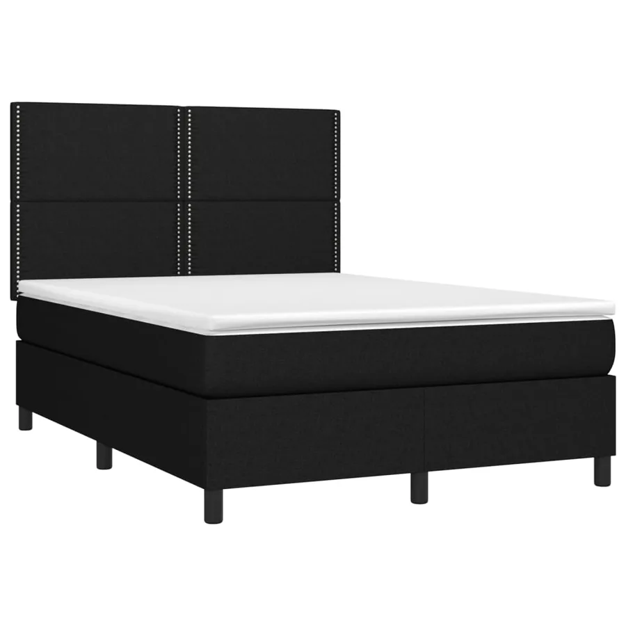 Sommier à lattes de lit avec matelas Noir 140x200 cm Tissu - 3